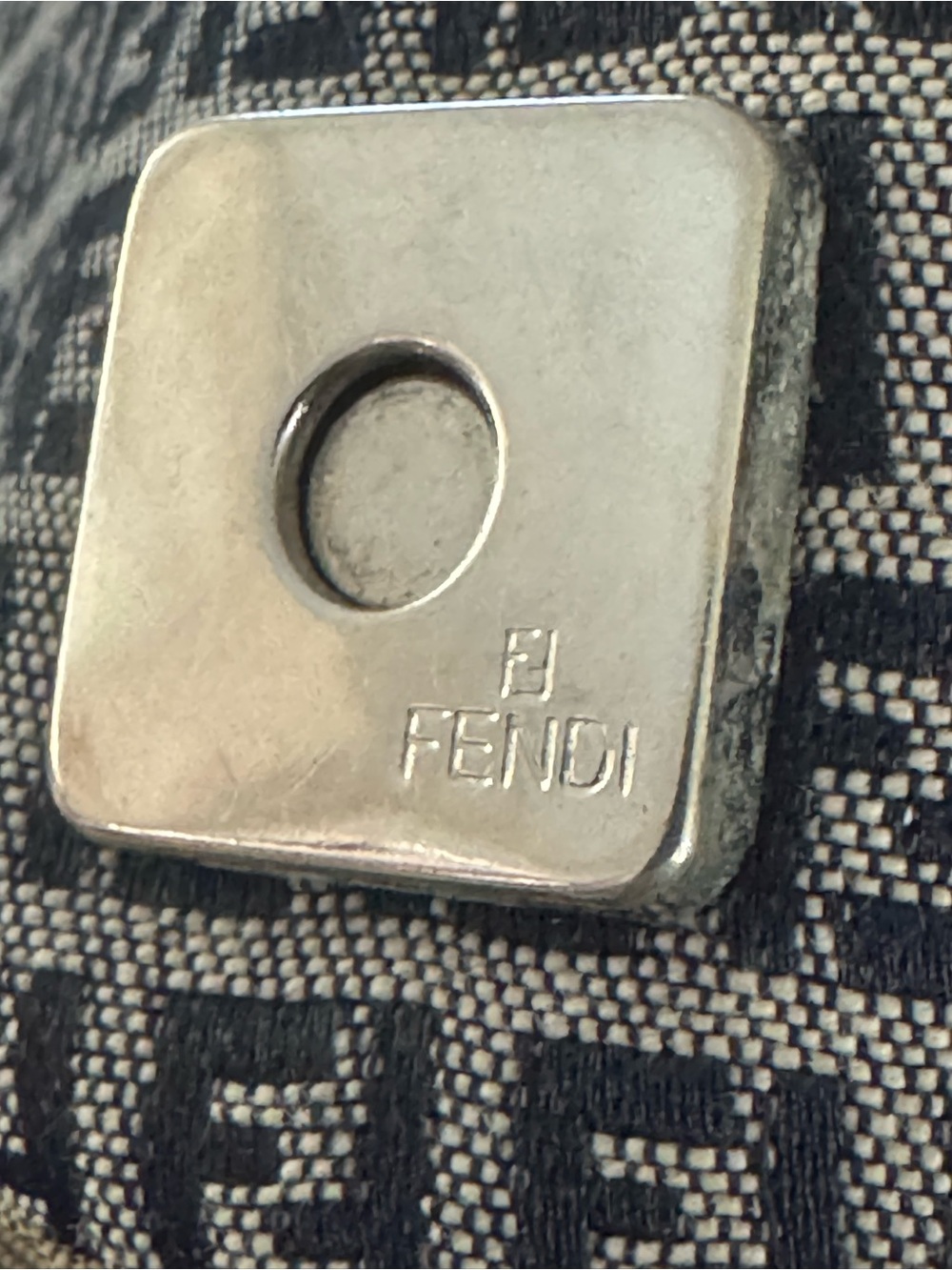 FENDI Zucca FF Navy Monogram Canvas Leather Tote Bag Made In Italy LIKE NEW - Picture 12 of 14